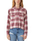 Фото #1 товара Women's Cotton Raw Edge Plaid Cropped Button Down Top