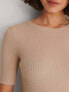 Фото #3 товара NA-KD round neck tight fit ribbed t-shirt in beige