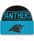 ფოტო #1 პროდუქტის Men's Black and Blue Carolina Panthers Reversible Cuffed Knit Hat