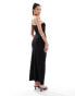 ASOS DESIGN one shoulder cut out midi dress with quartz trim in black Черный, 38 - фото #4