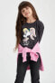 Kız Çocuk Looney Tunes Bisiklet Yaka Uzun Kollu Tişört