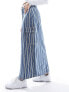 Pieces denim maxi skirt with cargo pockets in blue stripe