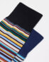 Paul Smith 2 pack socks in stripe with logo