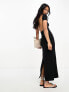 Фото #1 товара ASOS DESIGN soft touch capped sleeve scoop back maxi dress with in black