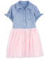 Toddler Mixed Fabric Denim Dress 2T