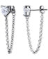 ფოტო #5 პროდუქტის Cubic Zirconia Heart Front and Back Chain Drop Earrings, Created for Macy's