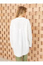 Фото #4 товара Lcw Modest Gömlek Yaka Düz Uzun Kollu Keten Karışımlı Oversize Kadın Tunik