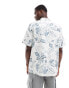 ASOS DESIGN relaxed revere shirt with vintage tropical floral print - MBLUE BLAU, 3XL Long - Chest 50-52 Long - фото #4