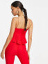 Фото #2 товара Vesper Petite cami strap frill hem crop top co-ord in red