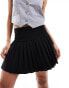 Фото #1 товара Mango pleated tailored mini skirt in black