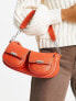 ASOS DESIGN shoulder bag with double pockets in orange