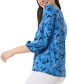 ფოტო #3 პროდუქტის Petite Printed Crewneck 3/4-Sleeve Top