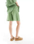 Фото #3 товара Mango linen co-ord shorts in light green