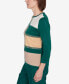 Petite Emerald Isle Color Blocking Gold Trim Sweater Mugreen, PXL - фото #4