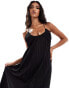 ASOS DESIGN scooped out halter pleated maxi dress in black Черный, 36 - фото #3