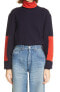 Victoria Beckham Double Face Funnel Neck Sweater in Navy/ Red Size Small