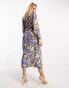 Фото #3 товара Nobody's Child Maternity Rosie long sleeve midi dress in blue floral