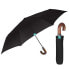 Фото #1 товара PERLETTI 58/8 Automatic 3 Sect Black + Wooden Curved Handle Umbrella