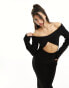 Фото #4 товара NA-KD wrap back detail knitted midi dress in black