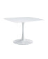 42.1" Mid-Century White Dining Table for 4-6, Round MDF Top