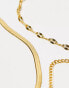 Фото #2 товара ASOS DESIGN 14k gold plated pack of 4 bracelets with mixed chain detail