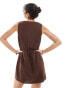 Фото #4 товара ASOS DESIGN square neckline waistcoat mini dress in chocolate