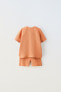 Plush t-shirt and waffle-knit bermuda shorts co-ord