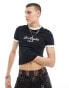 Фото #8 товара ASOS DESIGN muscle fit cropped ringer t-shirt in black with city chest print