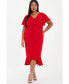 ფოტო #1 პროდუქტის Plus Size V-Neck Frill Hem Midi Dress