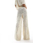 South Beach crochet beach trouser co-ord in cream