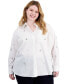 Фото #3 товара Plus Size Rhinestone-Embellished Button-Down Shirt, Created for Macy's