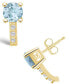 ფოტო #1 პროდუქტის Aquamarine (1-1/2 ct. t.w.) and Diamond (1/8 ct. t.w.) Stud Earrings in 14K Yellow Gold