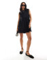 ASOS DESIGN poplin tie side smock dress in black