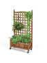 Фото #1 товара 50 Inch Wood Planter Box with Trellis Mobile Raised Bed for Climbing Plant