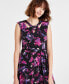 Women's Printed Twist-Neck Extended-Cap-Sleeve Dress