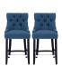 Фото #1 товара 24" Linen Tufted Buttons Upholstered Wingback Counter Stool (Set of 2)