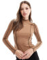 Фото #1 товара Vero Moda long sleeve t-shirt with contrast stitching in brown