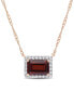 ფოტო #1 პროდუქტის 14K Rose Gold Garnet and Diamond Halo Necklace