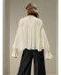 ფოტო #5 პროდუქტის Women's Sheer-shoulder Ruffle Shirt for Women