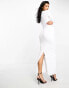 Simmi long sleeve cut out knot detail maxi dress in white