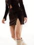 Фото #1 товара ASOS DESIGN co-ord velvet mini skirt with split in chocolate