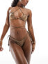 South Beach halter multi way bikini top in brown embossed metallic