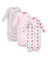 ფოტო #1 პროდუქტის Baby Girls Baby Organic Cotton Side-Closure Snap Long-Sleeve Gowns 3pk, Floral Dot