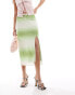 Фото #4 товара Monki mesh midi skirt with side split in green ombre stripe