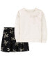 Kid 2-Piece Bow Print Sweatshirt & Skirt Set 7