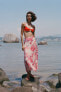 Фото #1 товара Плиссированная юбка миди с цветочным принтом и блестящей нитью ZARA