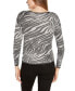 Фото #2 товара Black Label Women's Shiny Zebra Jacquard Long Sleeve Sweater