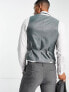 ASOS DESIGN super skinny wool mix suit waistcoat in dark charcoal herringbone