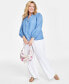Plus Size Lace-Up Blouson-Sleeve Top, Created for Macy's