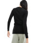 Pimkie knitted v neck zip detail top in black